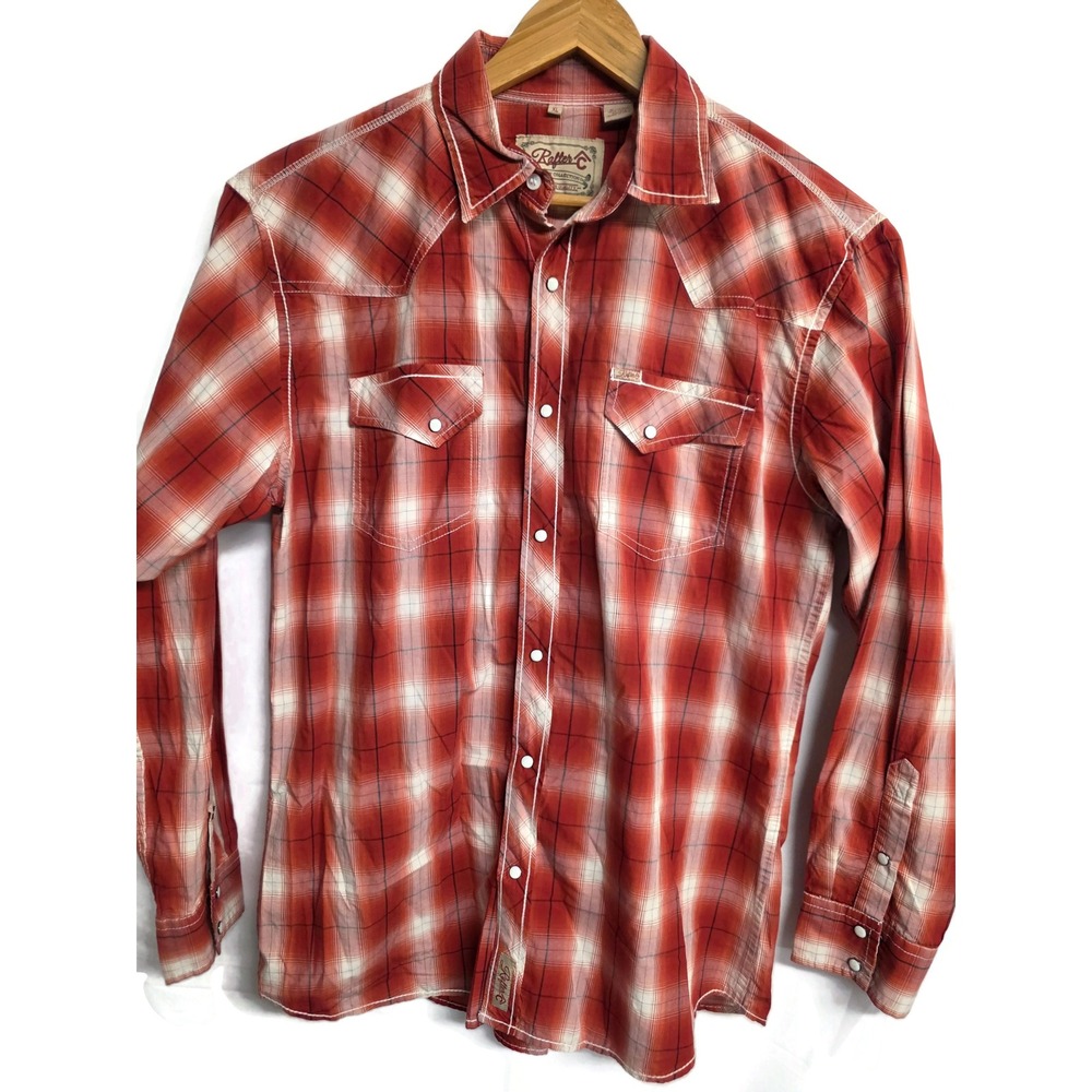 Rafter C Cowboy Collection Mens XL Red Plaid Pearl Snap Western Shirt RC-1441403